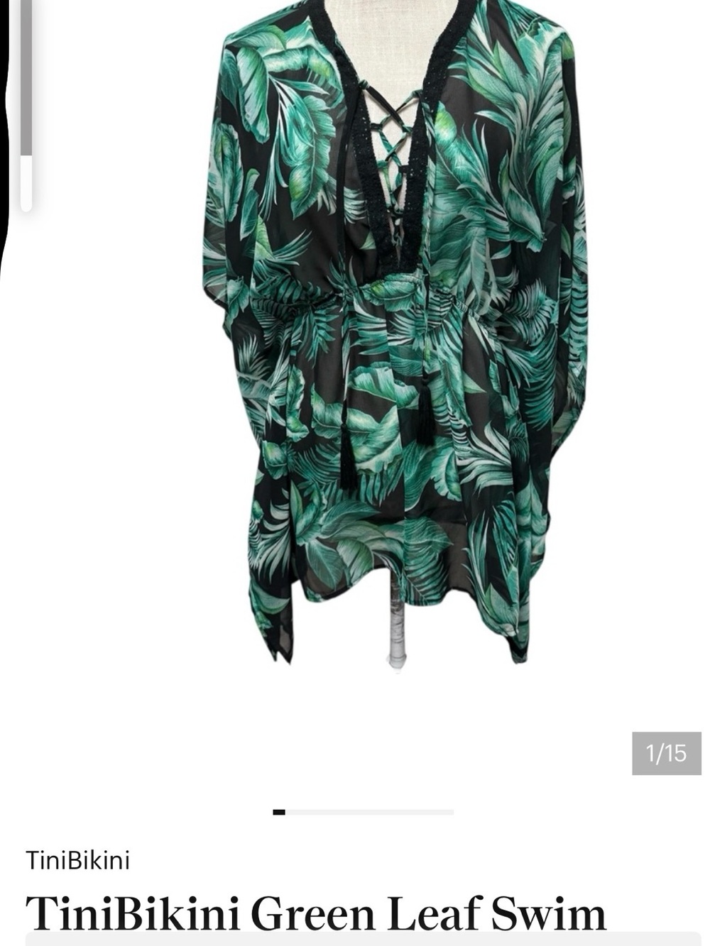 TiniBikini Green Leaf Swim Coverup Size Small/Medium